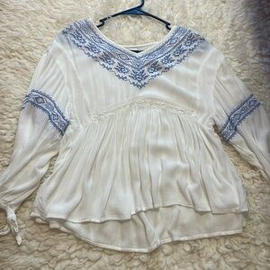 Justice Blue and White Blouse